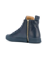 dunkelblaue hohe Sneakers aus Leder von Diesel