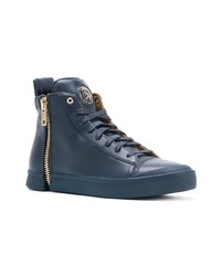 dunkelblaue hohe Sneakers aus Leder von Diesel