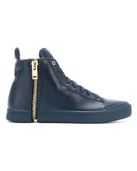 dunkelblaue hohe Sneakers aus Leder von Diesel