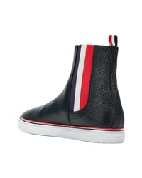 dunkelblaue hohe Sneakers aus Leder von Thom Browne