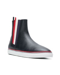 dunkelblaue hohe Sneakers aus Leder von Thom Browne