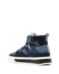 dunkelblaue hohe Sneakers aus Leder von Roberto Cavalli