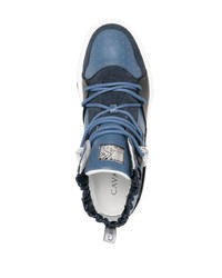 dunkelblaue hohe Sneakers aus Leder von Roberto Cavalli