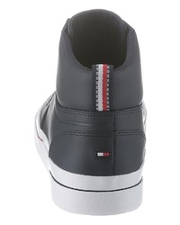 dunkelblaue hohe Sneakers aus Leder von Tommy Hilfiger