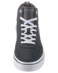 dunkelblaue hohe Sneakers aus Leder von Tommy Hilfiger