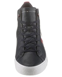 dunkelblaue hohe Sneakers aus Leder von Tommy Hilfiger