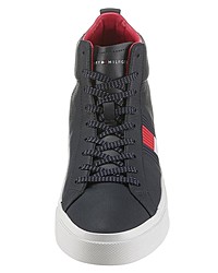 dunkelblaue hohe Sneakers aus Leder von Tommy Hilfiger