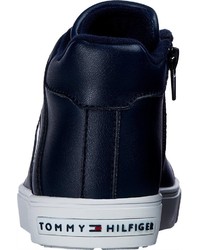 dunkelblaue hohe Sneakers aus Leder von Tommy Hilfiger