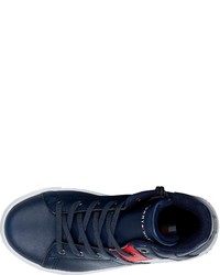 dunkelblaue hohe Sneakers aus Leder von Tommy Hilfiger