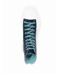 dunkelblaue hohe Sneakers aus Leder von Alexander McQueen