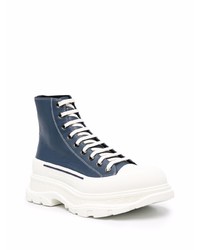 dunkelblaue hohe Sneakers aus Leder von Alexander McQueen