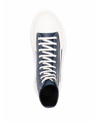 dunkelblaue hohe Sneakers aus Leder von Alexander McQueen