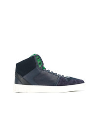 dunkelblaue hohe Sneakers aus Leder von Versace