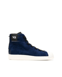 dunkelblaue hohe Sneakers aus Leder von Y-3