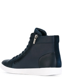dunkelblaue hohe Sneakers aus Leder von Calvin Klein
