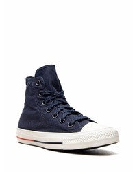 dunkelblaue hohe Sneakers aus Segeltuch von Converse