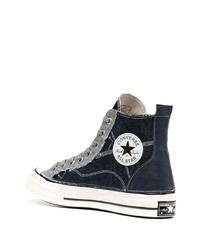 dunkelblaue hohe Sneakers aus Segeltuch von Converse