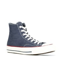 dunkelblaue hohe Sneakers aus Segeltuch von Converse