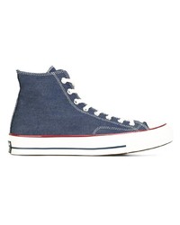 dunkelblaue hohe Sneakers aus Segeltuch von Converse