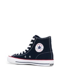 dunkelblaue hohe Sneakers aus Segeltuch von Converse