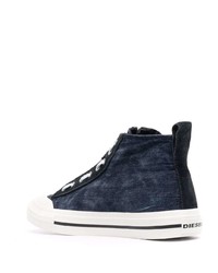 dunkelblaue hohe Sneakers aus Segeltuch von Diesel