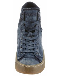 dunkelblaue hohe Sneakers aus Segeltuch von Diesel