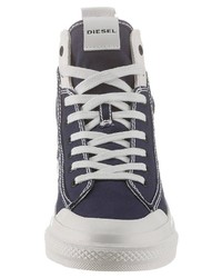 dunkelblaue hohe Sneakers aus Segeltuch von Diesel