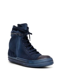 dunkelblaue hohe Sneakers aus Segeltuch von Rick Owens DRKSHDW