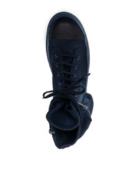 dunkelblaue hohe Sneakers aus Segeltuch von Rick Owens DRKSHDW