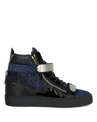 dunkelblaue hohe Sneakers aus Segeltuch von Giuseppe Zanotti