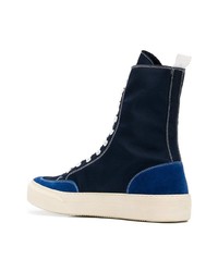 dunkelblaue hohe Sneakers aus Segeltuch von Sunnei