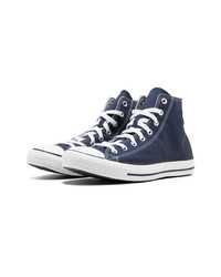 dunkelblaue hohe Sneakers aus Segeltuch von Converse