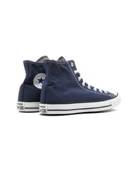 dunkelblaue hohe Sneakers aus Segeltuch von Converse