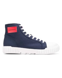 dunkelblaue hohe Sneakers aus Segeltuch von Calvin Klein Jeans