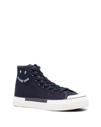 dunkelblaue hohe Sneakers aus Segeltuch von PS Paul Smith