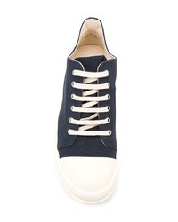 dunkelblaue hohe Sneakers aus Segeltuch von Rick Owens DRKSHDW