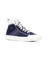 dunkelblaue hohe Sneakers aus Segeltuch von Diesel