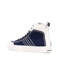 dunkelblaue hohe Sneakers aus Segeltuch von Diesel