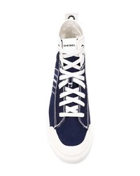 dunkelblaue hohe Sneakers aus Segeltuch von Diesel