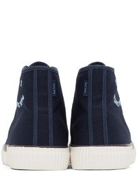 dunkelblaue hohe Sneakers aus Segeltuch von Ps By Paul Smith