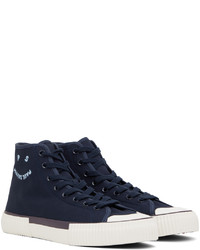 dunkelblaue hohe Sneakers aus Segeltuch von Ps By Paul Smith