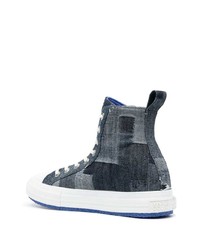 dunkelblaue hohe Sneakers aus Segeltuch von Marcelo Burlon County of Milan