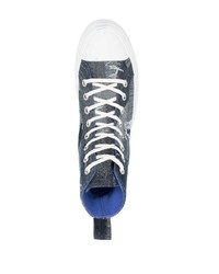 dunkelblaue hohe Sneakers aus Segeltuch von Marcelo Burlon County of Milan