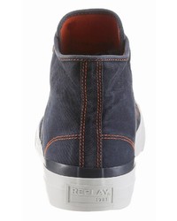 dunkelblaue hohe Sneakers aus Segeltuch von Replay