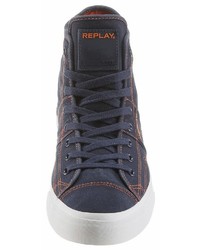 dunkelblaue hohe Sneakers aus Segeltuch von Replay