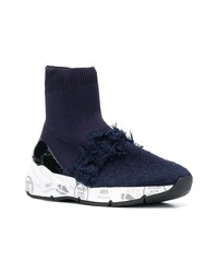 dunkelblaue hohe Sneakers aus Segeltuch von Premiata