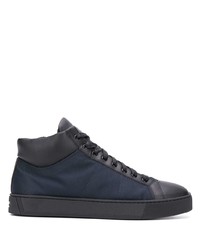 dunkelblaue hohe Sneakers aus Segeltuch von Santoni