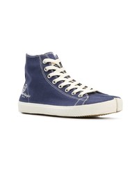 dunkelblaue hohe Sneakers aus Segeltuch von Maison Margiela