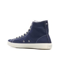 dunkelblaue hohe Sneakers aus Segeltuch von Maison Margiela