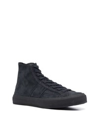 dunkelblaue hohe Sneakers aus Wildleder von Tom Ford